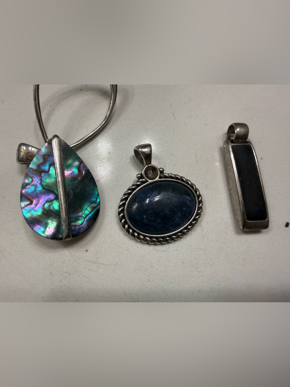 Lia Sophia Pendant Lot of 3 – Abalone Shell, reversible Stone & Mother of Pearl